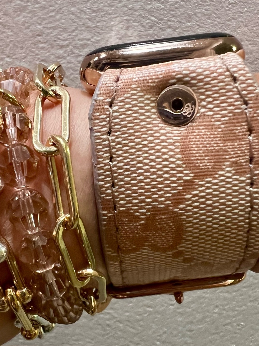 Spark*l band Peach Crystal Gucci Imprime  Watch Strap